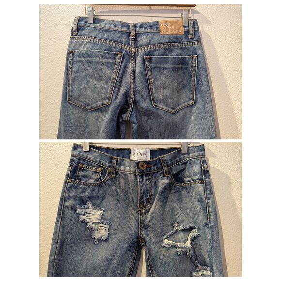 One by One Teaspoon Awesome Baggies Distressed skinny jeans Sz 26 - Picture 4 of 11